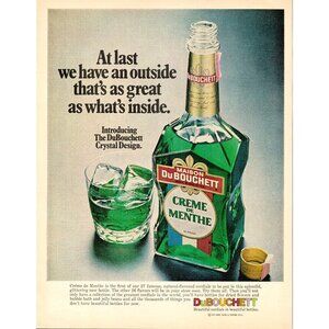 1972 Creme de Menthe Vintage Print Ad DuBouchett The Crystal Design (L1)